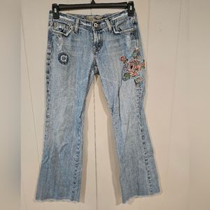 Miss Me Ankle Skinny Jeans Womens 28 Floral Embroidered Stretch Distressed 30x30